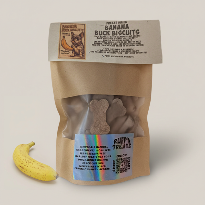 Banana Buck Biscuits dog biscuit treats from Ruff'n Treatz