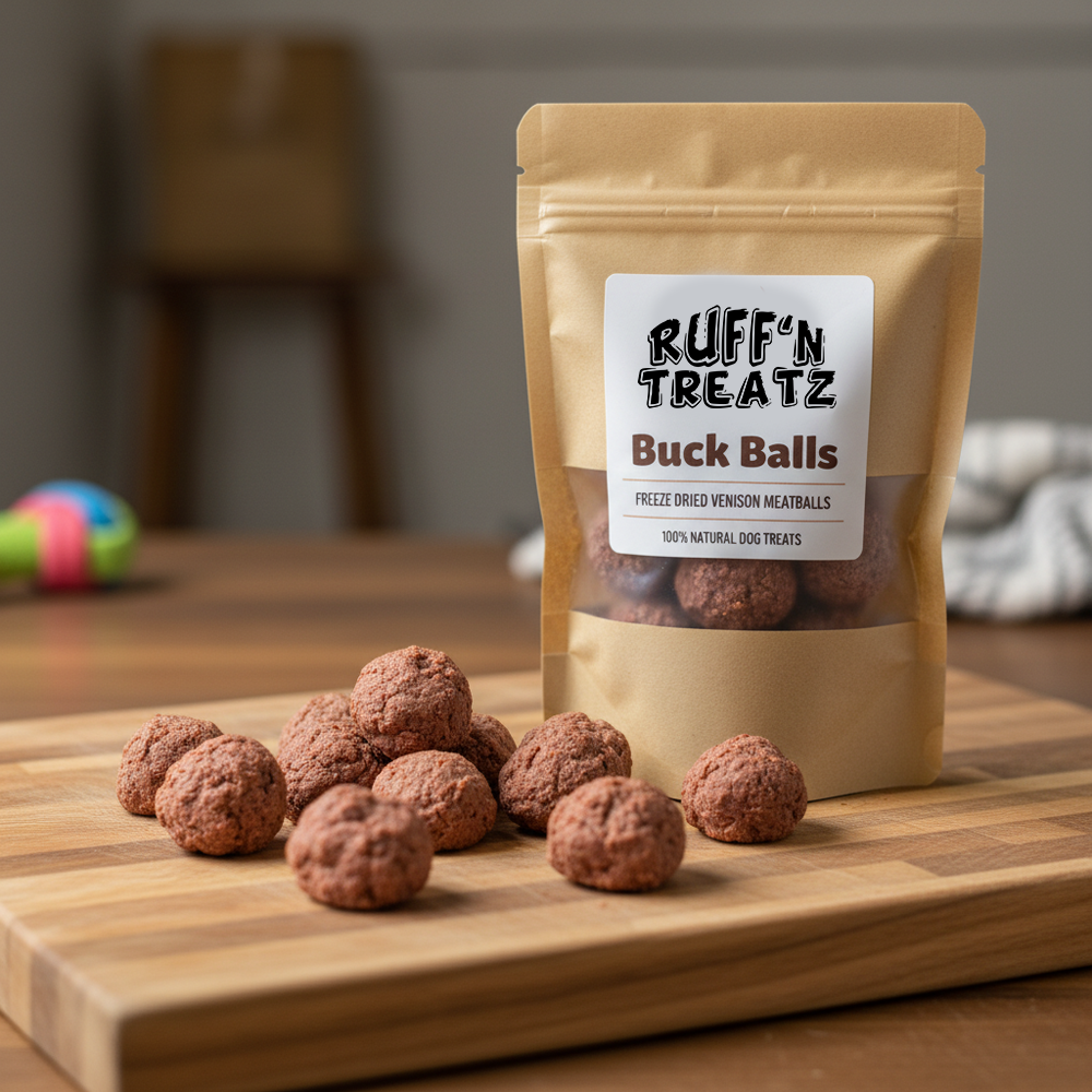 Buck Balls - Venison Meat Balls - Freeze Dry natural dog treats ready to serve