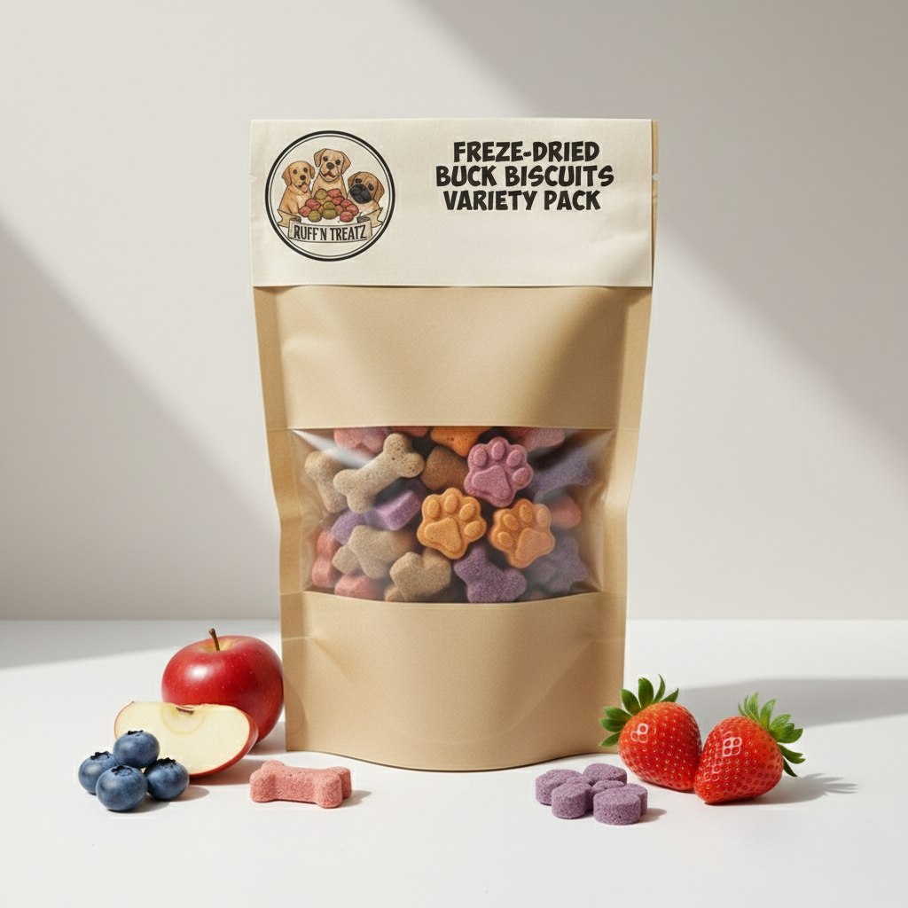 Buck Biscuit Variety Pack - Blueberry/Cranberry/Pumpkin Venison Dog Treats of natural dog chews and treats from Ruff'n Treatz