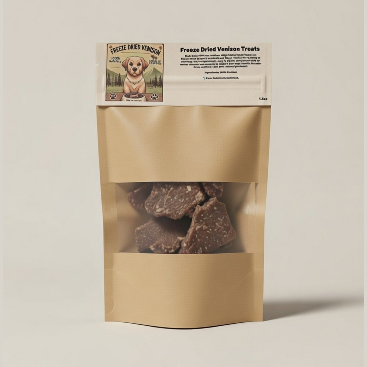 Venison Treats freeze-dried dog treats in a Ruff'n Treatz package