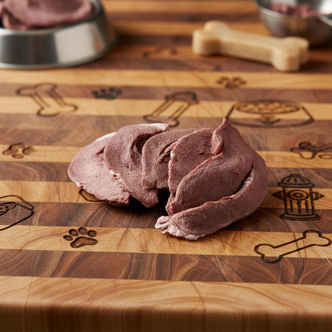 Close-up of Beef Heart freeze-dried dog treat pieces