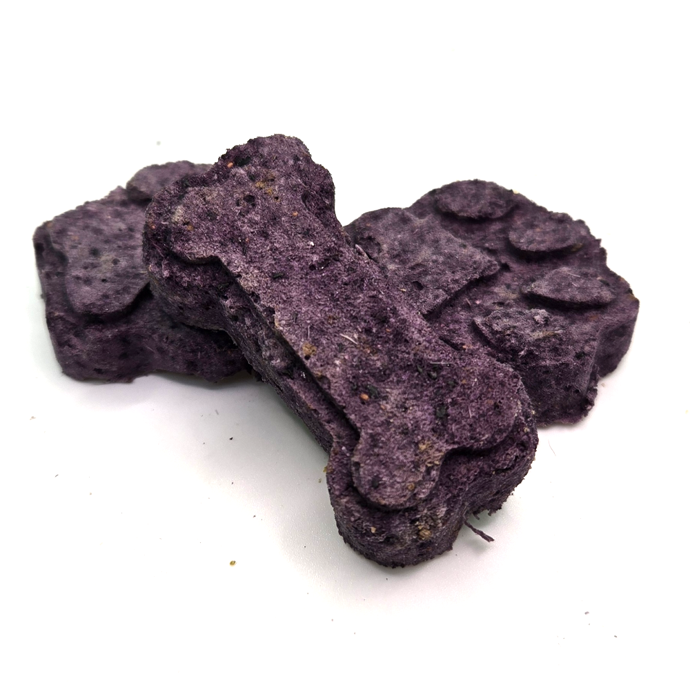 Close-up of BlueBerry Buck Biscuits dog biscuit treats