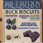 BlueBerry Buck Biscuits dog treats, package front view