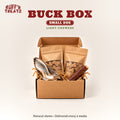 Ruff'n Treatz Buck Box for small dogs: 2 bags of treats, a deer ear and a skin roll
