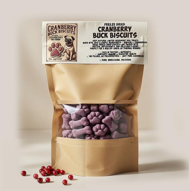 Cranberry Buck Biscuits dog biscuit treats from Ruff'n Treatz