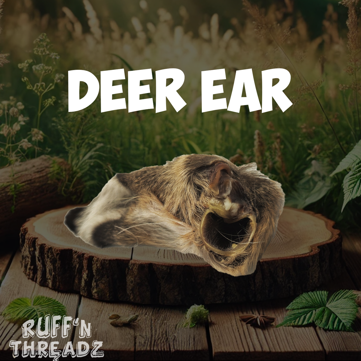 Ear of the Deer dog chew detail view from Ruff'n Treatz