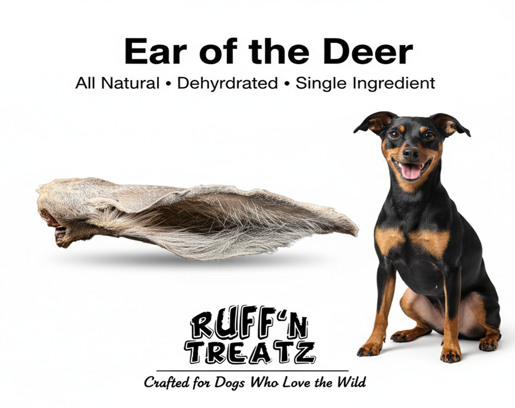 Ear of the Deer natural chews shown at actual size