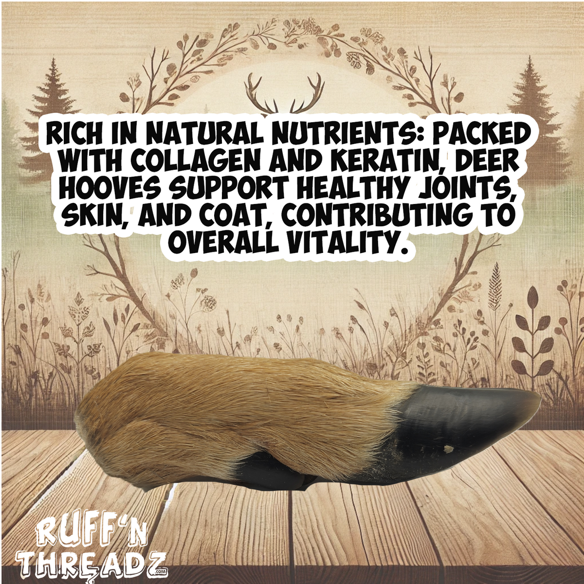 Dog enjoying a All Natural Deer Leg Dog Bones and Chews natural chew