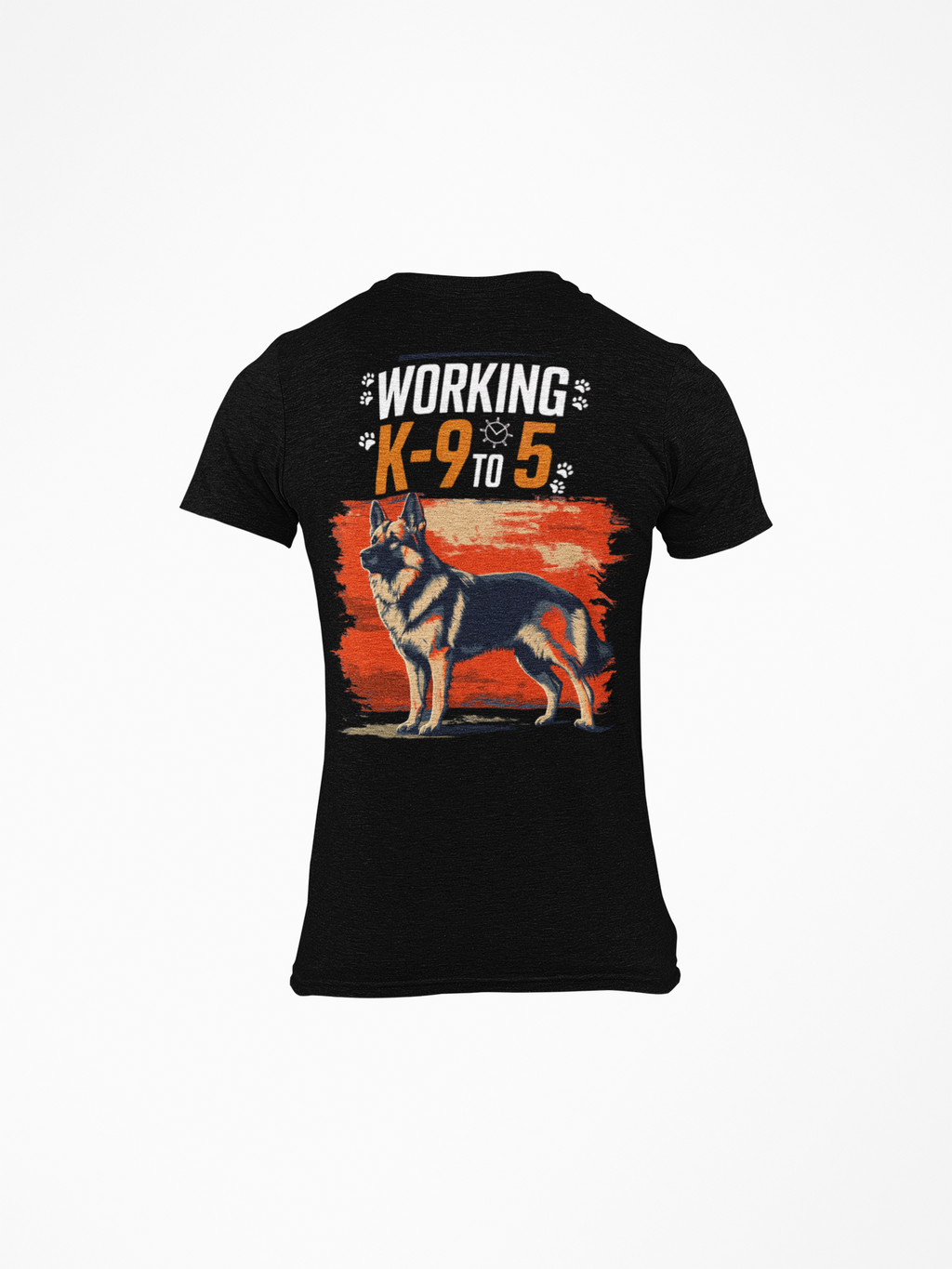 Working 9 to 5 German Shepphard Tee from Ruff'n Threadz, front view