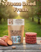Close-up of Sweet Potato Buck Biscuits dog biscuit treats