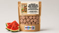 Watermelon Buck Biscuits freeze-dried venison and watermelon dog treats in a Ruff'n Treatz kraft bag